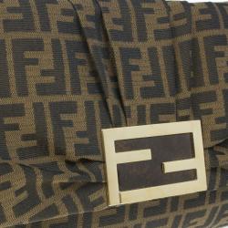 مملوكة مسبقًا Fendi Brown Logo Jacquard Mia Zucca Flap Bag
