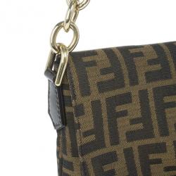 مملوكة مسبقًا Fendi Brown Logo Jacquard Mia Zucca Flap Bag