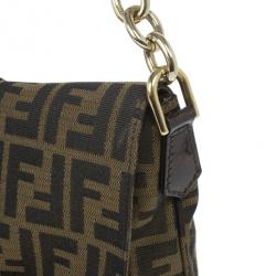 مملوكة مسبقًا Fendi Brown Logo Jacquard Mia Zucca Flap Bag