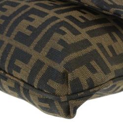 مملوكة مسبقًا Fendi Brown Logo Jacquard Mia Zucca Flap Bag
