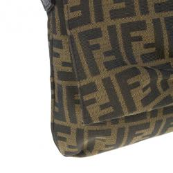 مملوكة مسبقًا Fendi Brown Logo Jacquard Mia Zucca Flap Bag