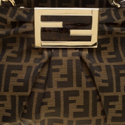 Pre Owned Fendi Tobacco Zucca Canvas Small Mia Shoulder Bag