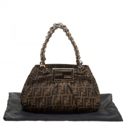 Pre Owned Fendi Tobacco Zucca Canvas Small Mia Shoulder Bag