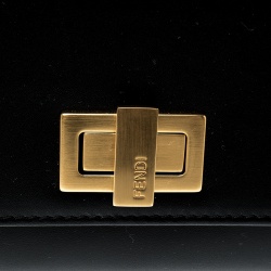 Pre Owned Fendi Black Leather Peekaboo Long Wallet