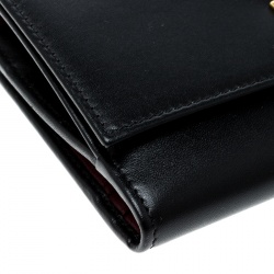 Pre Owned Fendi Black Leather Peekaboo Long Wallet