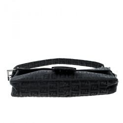 Pre Owned Fendi Black Zucchino Canvas Mama Baguette Shoulder Bag