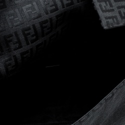 Pre Owned Fendi Black Zucchino Canvas Mama Baguette Shoulder Bag