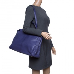 Pre Owned Fendi Purple Leather Large Peekaboo Top Handle Bag