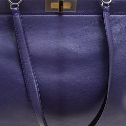 Pre Owned Fendi Purple Leather Large Peekaboo Top Handle Bag