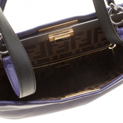 Pre Owned Fendi Purple Leather Large Peekaboo Top Handle Bag