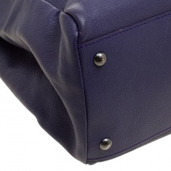 Pre Owned Fendi Purple Leather Large Peekaboo Top Handle Bag