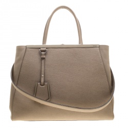 Pre Owned Fendi Beige Saffiano Leather 2Jours Tote
