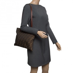 Pre Owned Fendi Tobacco Zucca Canvas Vintage Tote