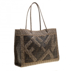 Pre Owned Fendi Tobacco Zucchino and Zucca Coated Canvas Shopper Tote