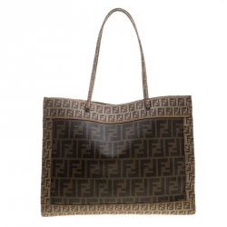 Pre Owned Fendi Tobacco Zucchino and Zucca Coated Canvas Shopper Tote