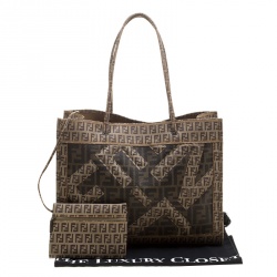 Pre Owned Fendi Tobacco Zucchino and Zucca Coated Canvas Shopper Tote