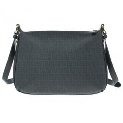 Pre Owned Fendi Black Zucchino Leather Spalmati Crossbody Bag