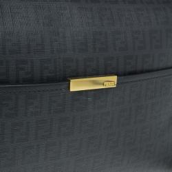 Pre Owned Fendi Black Zucchino Leather Spalmati Crossbody Bag