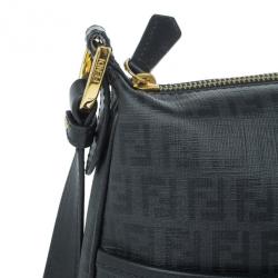 Pre Owned Fendi Black Zucchino Leather Spalmati Crossbody Bag
