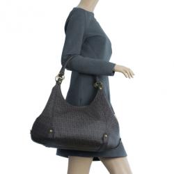 مملوكة مسبقًا Fendi Brown Coated Canvas Zucchino Hobo