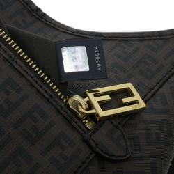 مملوكة مسبقًا Fendi Brown Coated Canvas Zucchino Hobo