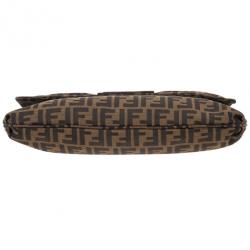 Pre Owned Fendi Brown Logo Jacquard Mia Zucca Flap Bag