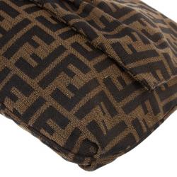 Pre Owned Fendi Brown Logo Jacquard Mia Zucca Flap Bag