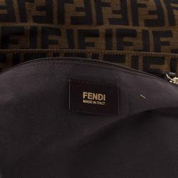 Pre Owned Fendi Brown Logo Jacquard Mia Zucca Flap Bag