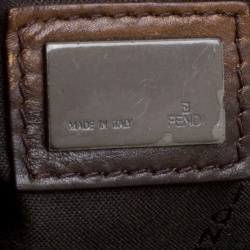 Pre Owned Fendi Brown Zucca Canvas and Leather Patchwork Tote