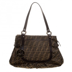 Pre Owned Fendi Tobacco Zucca Canvas Large Chef Tote