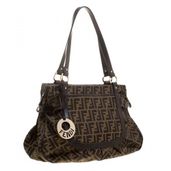 Pre Owned Fendi Tobacco Zucca Canvas Large Chef Tote