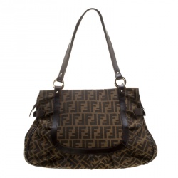 Pre Owned Fendi Tobacco Zucca Canvas Large Chef Tote