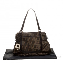 Pre Owned Fendi Tobacco Zucca Canvas Large Chef Tote
