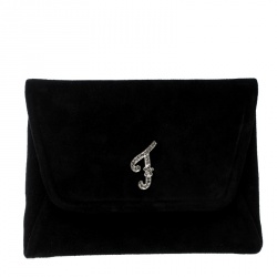Pre Owned Fendi Black Suede Clutch