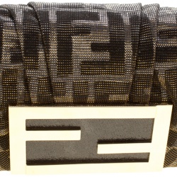 Fendi Metallic Zucca Glitters Baguette Chain Clutch