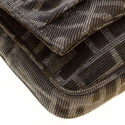 Fendi Metallic Zucca Glitters Baguette Chain Clutch