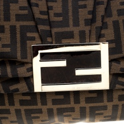 Pre Owned Fendi Tobacco Zucca Canvas Mia Flap Bag