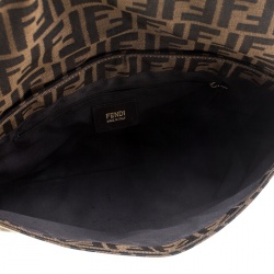 Pre Owned Fendi Tobacco Zucca Canvas Mia Flap Bag
