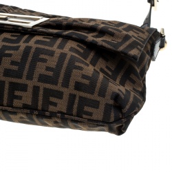 Pre Owned Fendi Tobacco Zucca Canvas Mia Flap Bag