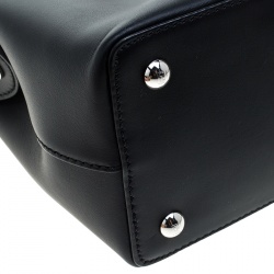 Pre Owned Fendi Black Leather Small Dotcom Shoulder Bag