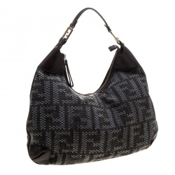 Pre Owned Fendi Brown Zucca Woven Coated Fabric Hobo