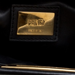 Pre Owned Fendi Black Leather Small Peekaboo Tote