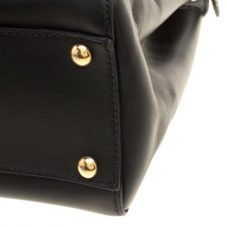 Pre Owned Fendi Black Leather Small Peekaboo Tote