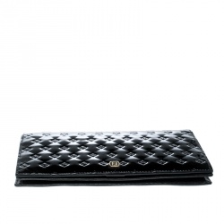 Pre Owned Fendi Black Patent Leather Fendilicious Wallet On Chain