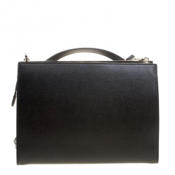 Pre Owned  Fendi Black/Silver Textured Leather Small Color Block Demi Jour Shoulder Bag