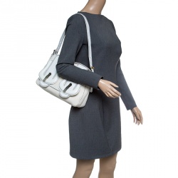 Pre Owned Fendi Beige/White Canvas and Leather B Shoulder Bag