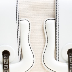 Pre Owned Fendi Beige/White Canvas and Leather B Shoulder Bag