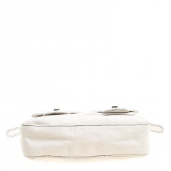 Pre Owned Fendi Beige/White Canvas and Leather B Shoulder Bag