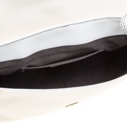 Pre Owned Fendi Beige/White Canvas and Leather B Shoulder Bag