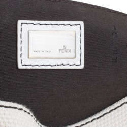 Pre Owned Fendi Beige/White Canvas and Leather B Shoulder Bag